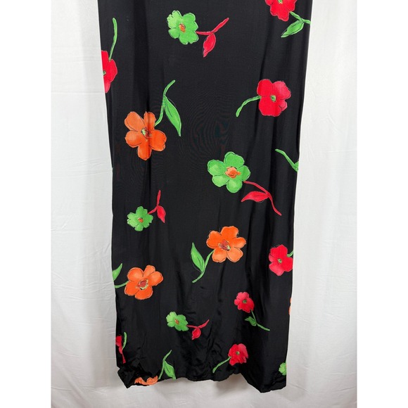 Connie Choi Vintage Y2K Black Floral Maxi Dress Short Sleeve Casual Summer Small - Picture 3 of 6